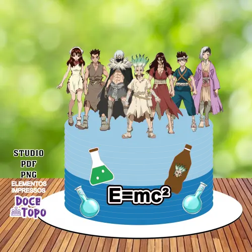 Topo de Bolo Dr. Stone 01 Studio/PDF/PNG
