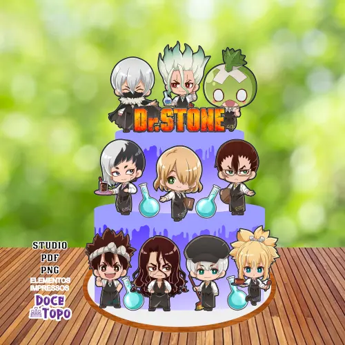 Topo de Bolo Dr. Stone 02 Studio/PDF/PNG