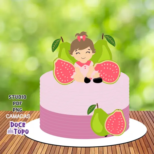 Topo de Bolo Frutinhas - Goiaba 01 Studio/PDF/PNG