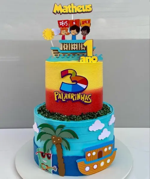 Topo de Bolo 3 Palavrinhas 08 Somente Studio