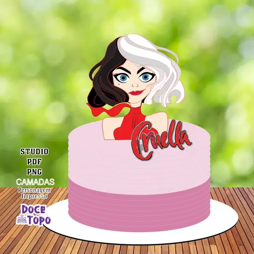Topo de Bolo 101 Dalmatas Cruella 03 Studio/PDF/PNG