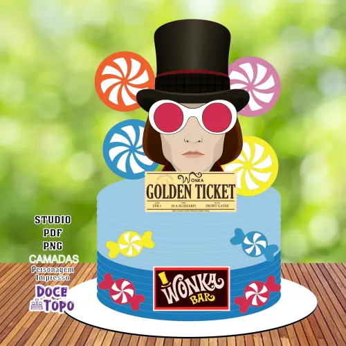 Topo de Bolo A Fantástica Fábrica de Chocolate - Willy Wonca 01 Studio/PDF/PNG