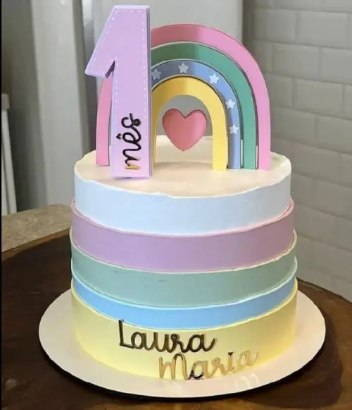 Topo de Bolo Arcoiris 03 Somente Studio