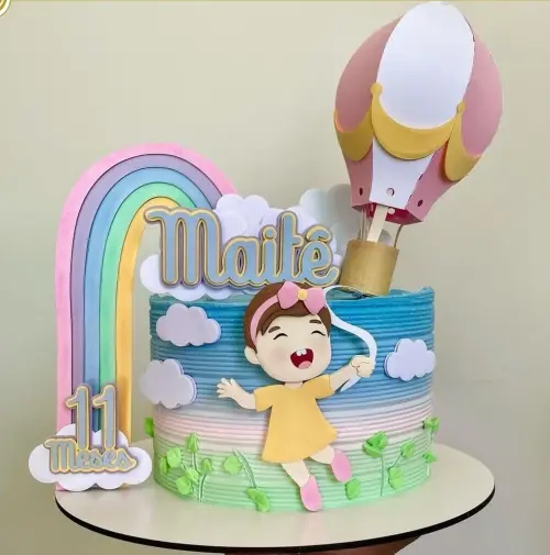 Topo de Bolo Arcoiris 07 Somente Studio