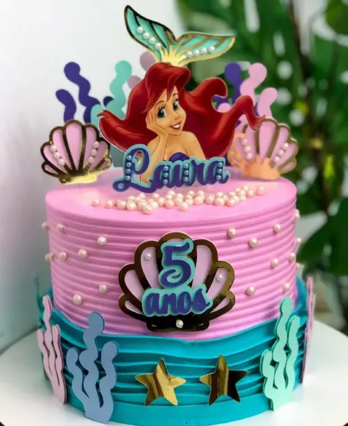 Topo de Bolo Ariel 04 Pequena Sereia Somente Studio