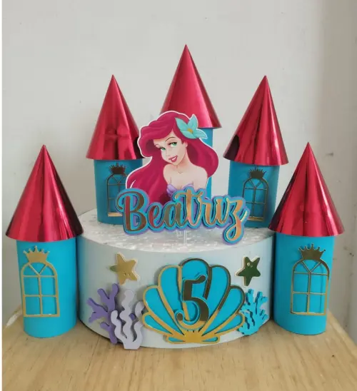 Topo de Bolo Ariel 09 Pequena Sereia Somente Studio