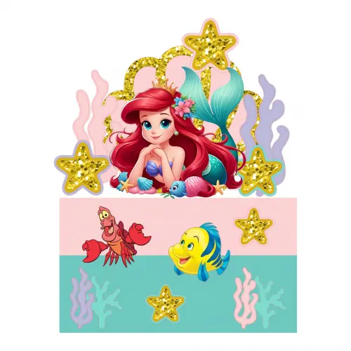 Topo de Bolo Ariel 12 Pequena Sereia Somente Studio