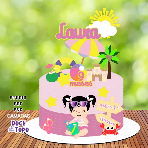 Topo de Bolo Praia 14 Studio/PDF/PNG