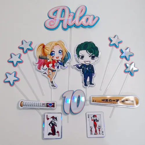 Topo de Bolo Arlequina 05 Somente Studio