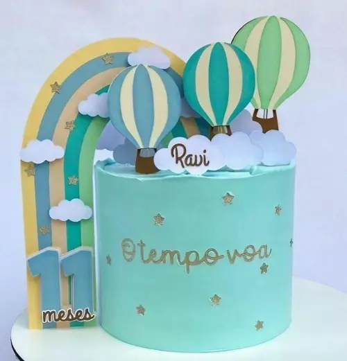 Topo de Bolo Balão de Ar 09 Somente Studio