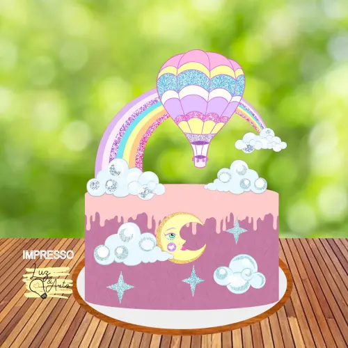 Topo de Bolo Balão de Ar 10 Somente Studio