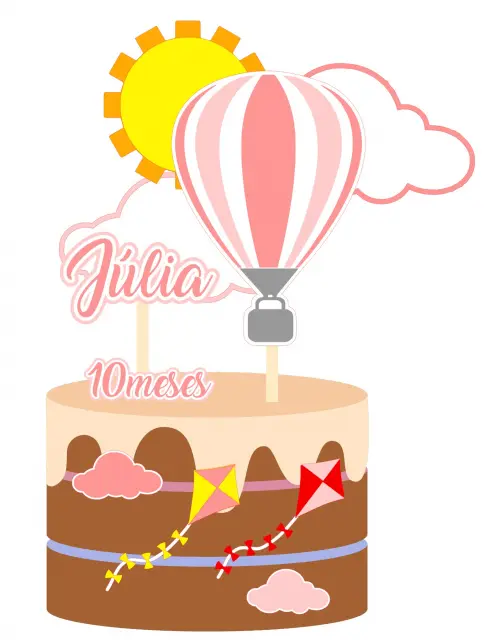 Topo de Bolo Balão de Ar 11 Somente Studio