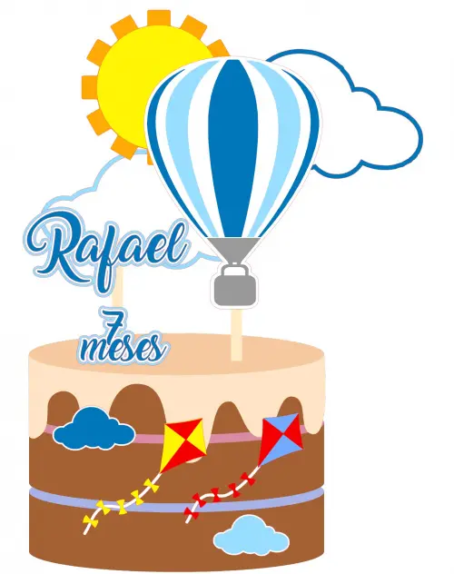 Topo de Bolo Balão de Ar 12 Somente Studio