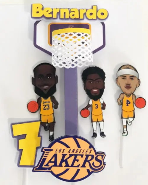 Topo de Bolo Basquete Lakers Somente Studio