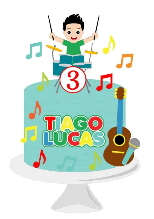 Topo de Bolo Baterista 04 Somente Studio