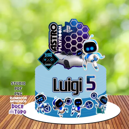 Topo de Bolo Astro Bot 01 Studio/PDF/PNG