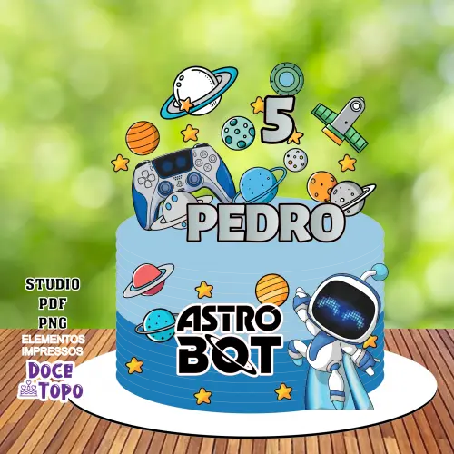 Topo de Bolo Astro Bot 02 Studio/PDF/PNG