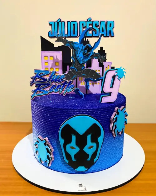 Topo de Bolo Besouro Azul 01 Studio/PDF/PNG