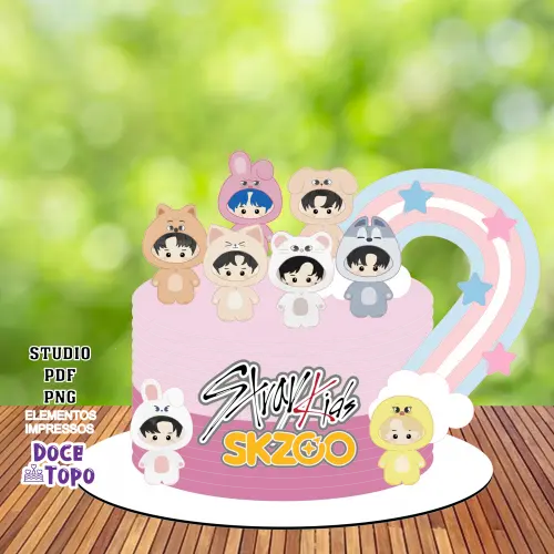 Topo de Bolo Stray Kids SKZOO 02 Studio/PDF/PNG
