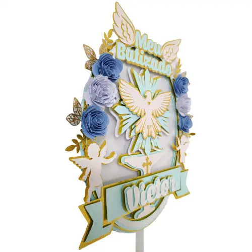 Topo de Bolo Batizado 05 Somente Studio