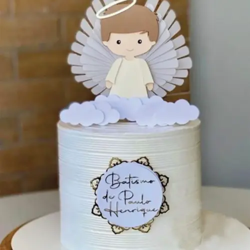 Topo de Bolo Batizado 09 Somente Studio
