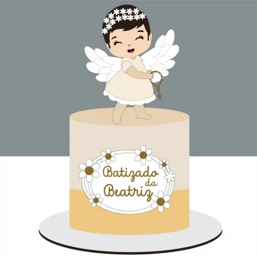 Topo de Bolo Batizado 25 Somente Studio