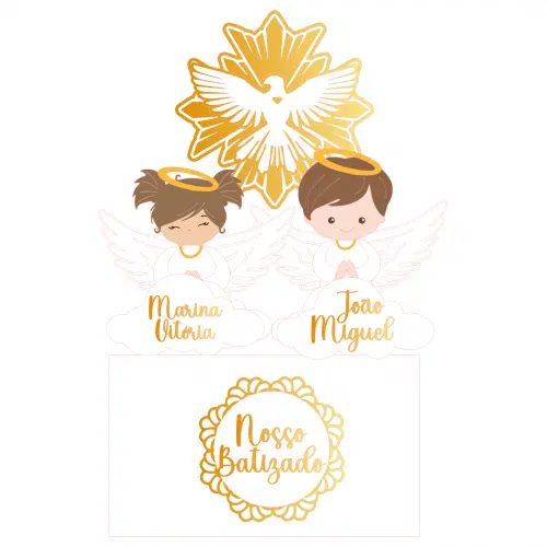 Topo de Bolo Batizado 34 Somente Studio