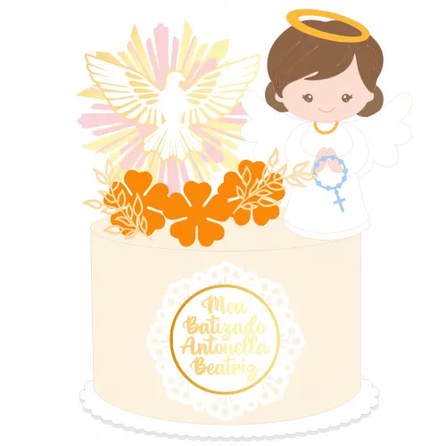 Topo de Bolo Batizado 35 Somente Studio