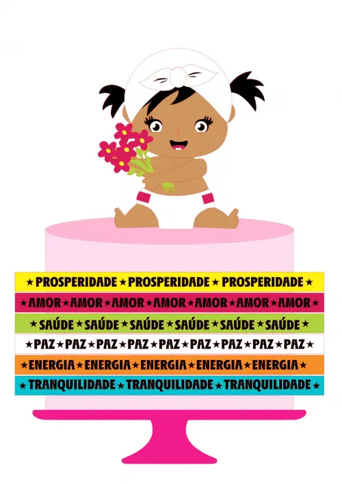 Topo de Bolo Bebê Fitas do Bonfim Somente Studio