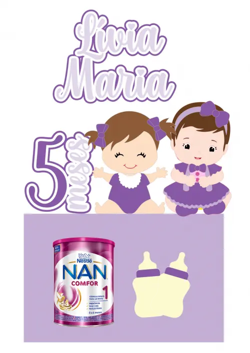 Topo de Bolo Bebê Lata de Nan 02 Somente Studio