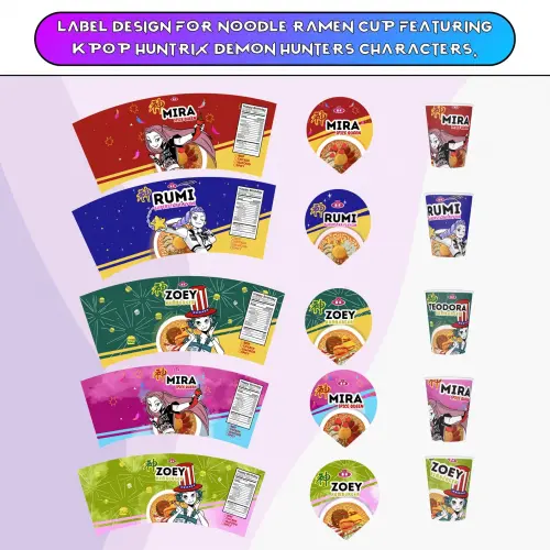 Cup Noodles Guerreiras do K-Pop Editável Canva/Studio