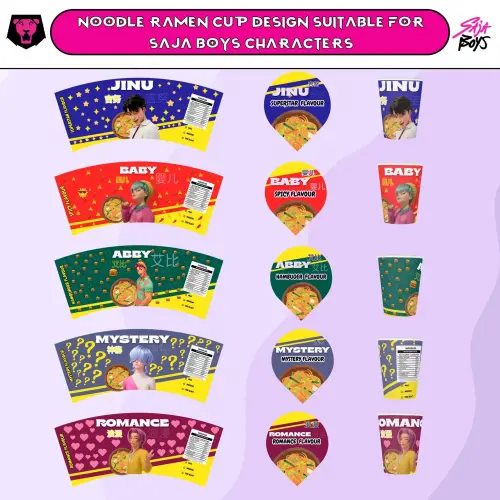 Cup Noodles Guerreiras do K-Pop Editável Canva/Studio