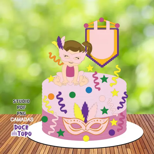 Topo de Bolo Carnaval 28 Studio/PDF/PNG