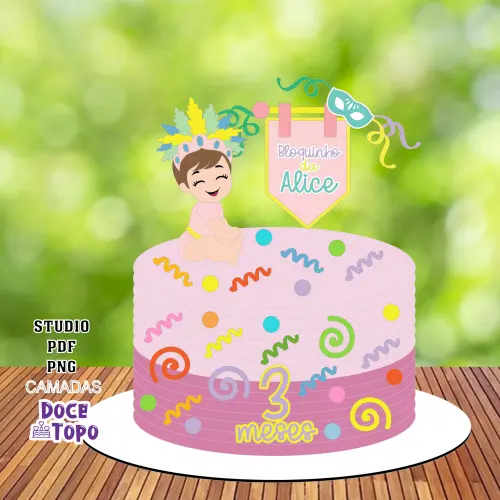 Topo de Bolo Carnaval 40 Studio/PDF/PNG