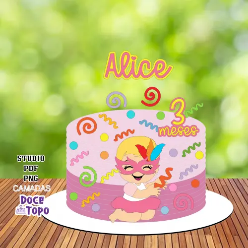 Topo de Bolo Carnaval 42 Studio/PDF/PNG