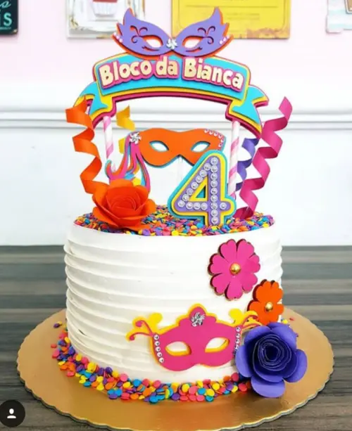 Topo de Bolo Carnaval 15 Somente Studio