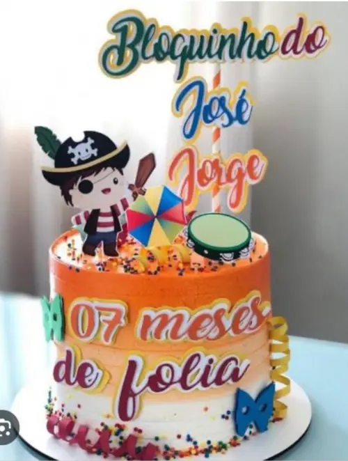 Topo de Bolo Carnaval 30 Pirata Somente Studio