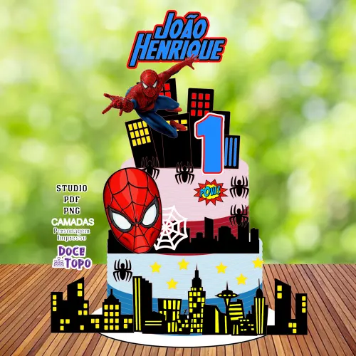 Topo de Bolo Homem Aranha 01 Studio/PDF/PNG