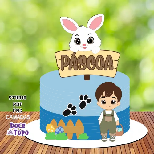 Topo de Bolo Páscoa 45 Studio/PDF/PNG
