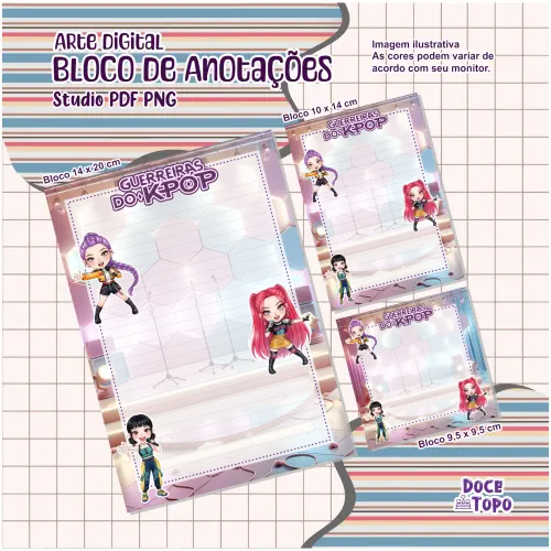 Arquivo Digital Bloquinhos Anotações Guerreiras do K-Pop 01 Studio/PDF/PNG
