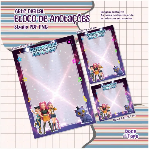 Arquivo Digital Bloquinhos Anotações Guerreiras do K-Pop 02 Studio/PDF/PNG