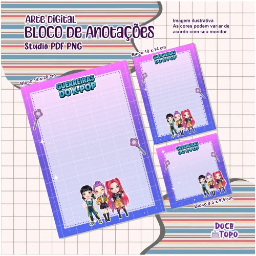 Arquivo Digital Bloquinhos Anotações Guerreiras do K-Pop 03 Studio/PDF/PNG