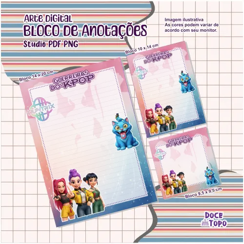Arquivo Digital Bloquinhos Anotações Guerreiras do K-Pop 04 Studio/PDF/PNG