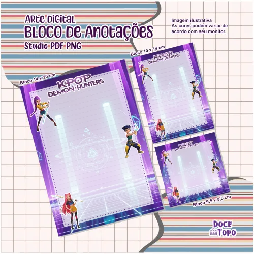 Arquivo Digital Bloquinhos Anotações Guerreiras do K-Pop 05 Studio/PDF/PNG