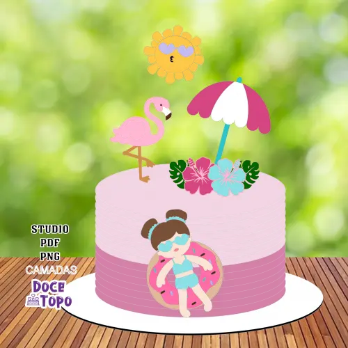 Topo de Bolo Praia 15 Studio/PDF/PNG