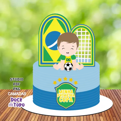 Topo de Bolo Futebol Copa - Brasil 42 Studio/PDF/PNG