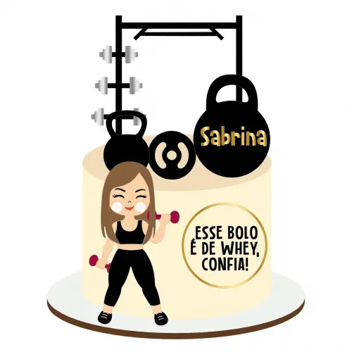 Topo de Bolo Academia 16 Somente Studio