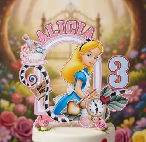 Topo de Bolo Alice 19 Somente Studio