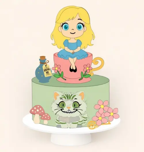 Topo de Bolo Alice 21 Somente Studio