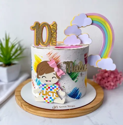 Topo de Bolo Arcoiris 10 Somente Studio